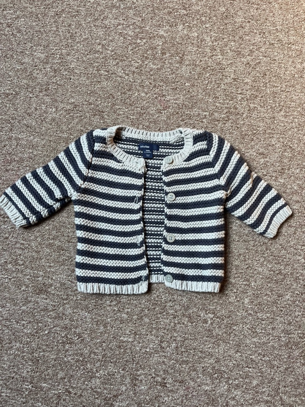 GAP Navy and White Striped Knit Cardigan